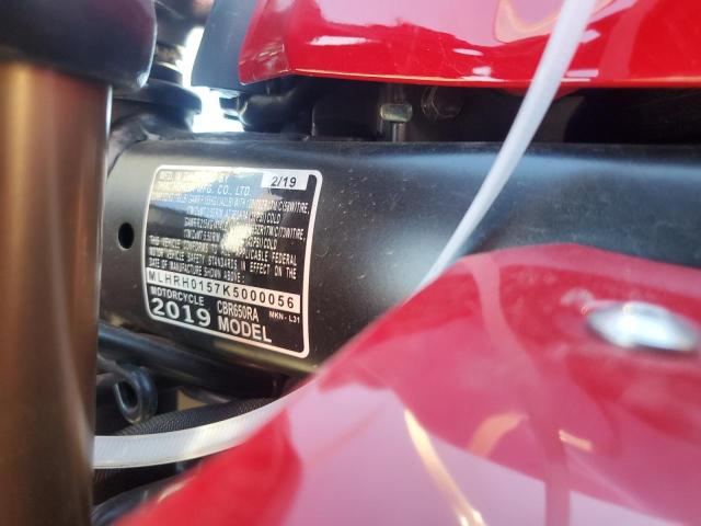 2019 HONDA CBR650 RA MLHRH0157K5000056