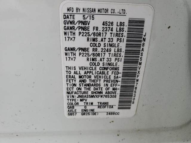 2015 NISSAN ROGUE SELE - JN8AS5MVXFW765308