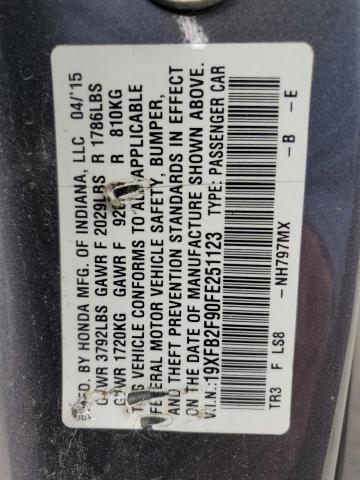 2015 HONDA CIVIC EXL - 19XFB2F90FE251123