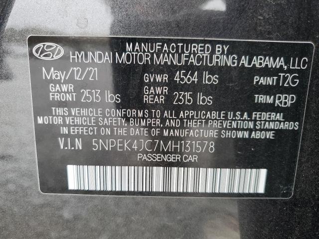 VIN 5NPEK4JC7MH131578 2021 HYUNDAI SONATA no.13