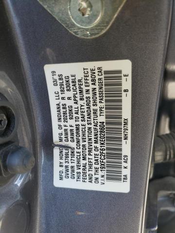 19XFC2F61KE028604 2019 HONDA CIVIC