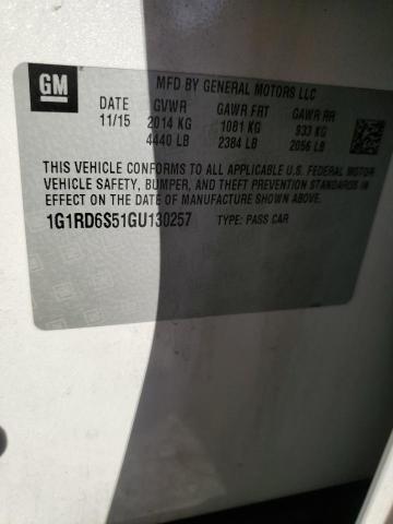 2016 CHEVROLET VOLT LTZ 1G1RD6S51GU130257