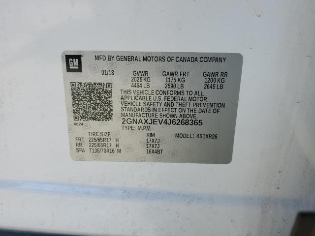 2018 CHEVROLET EQUINOX LT - 2GNAXJEV4J6268365