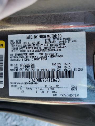 VIN 3FA6P0H77GR133670 2016 FORD FUSION no.12