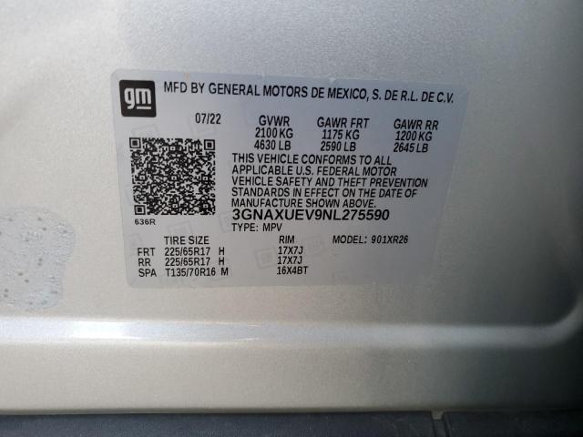 2022 CHEVROLET EQUINOX LT - 3GNAXUEV9NL275590