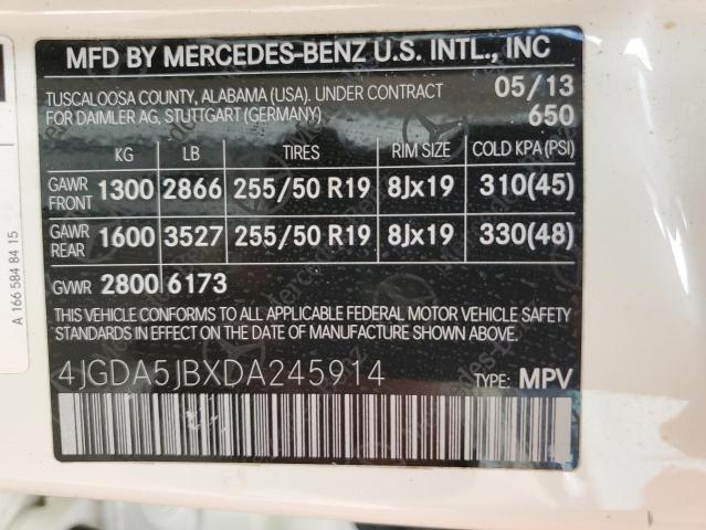 VIN 4JGDA5JBXDA245914 2013 Mercedes-Benz ML-Class, 350 no.14