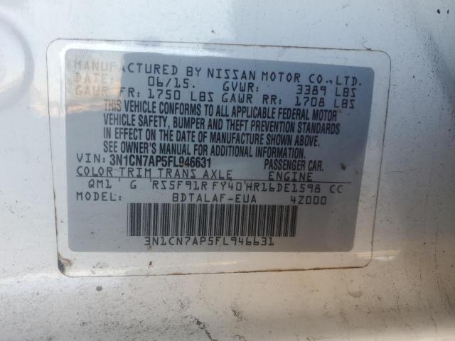 VIN 3N1CN7AP5FL946631 2015 Nissan Versa, S no.12