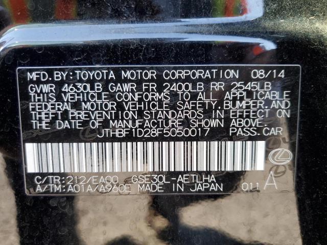 VIN JTHBF1D28F5050017 2015 Lexus IS, 250 no.13