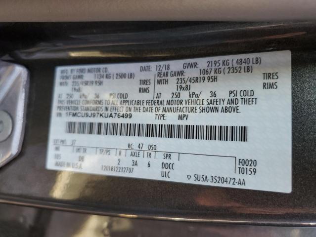 VIN 1FMCU9J97KUA76499 2019 Ford Escape, Titanium no.13