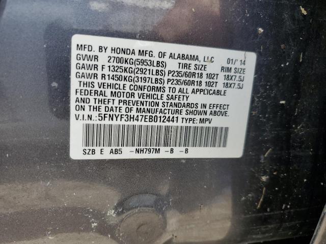 VIN 5FNYF3H47EB012441 2014 Honda Pilot, EX no.14