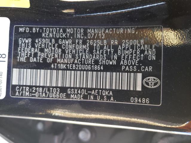 VIN 4T1BK1EB2DU061864 2013 TOYOTA AVALON no.13