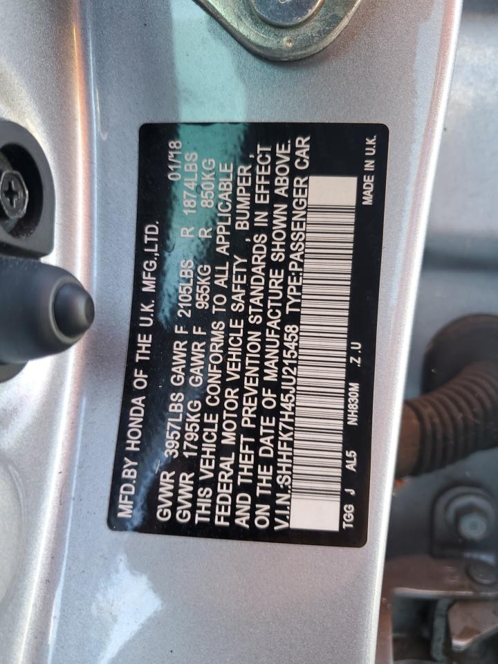 Lot #2891505905 2018 HONDA CIVIC SPOR