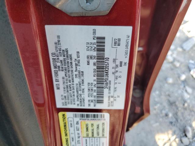 2019 FORD FUSION SE - 3FA6P0LU6KR205710