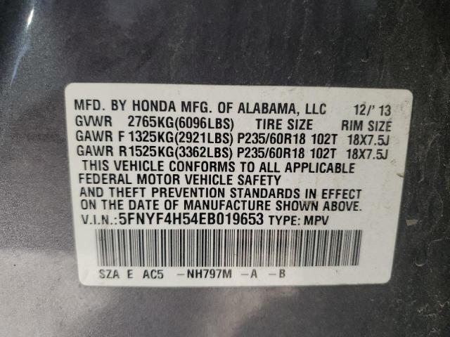 VIN 5FNYF4H54EB019653 2014 Honda Pilot, Exl no.13