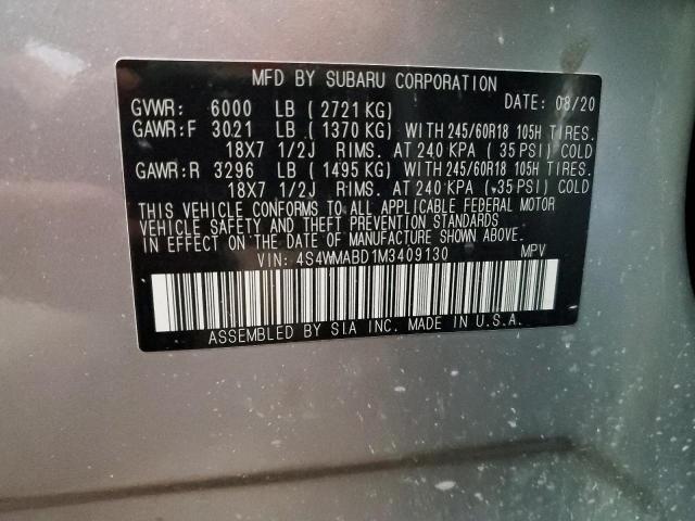2021 SUBARU ASCENT PRE 4S4WMABD1M3409130