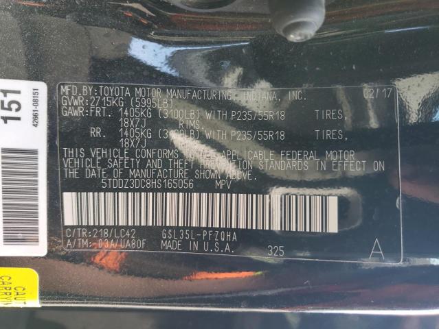 2017 TOYOTA SIENNA XLE - 5TDDZ3DC8HS165056