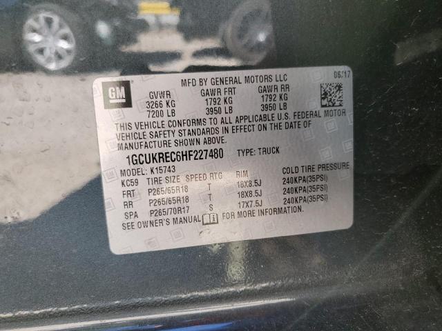 2017 CHEVROLET SILVERADO - 1GCUKREC6HF227480
