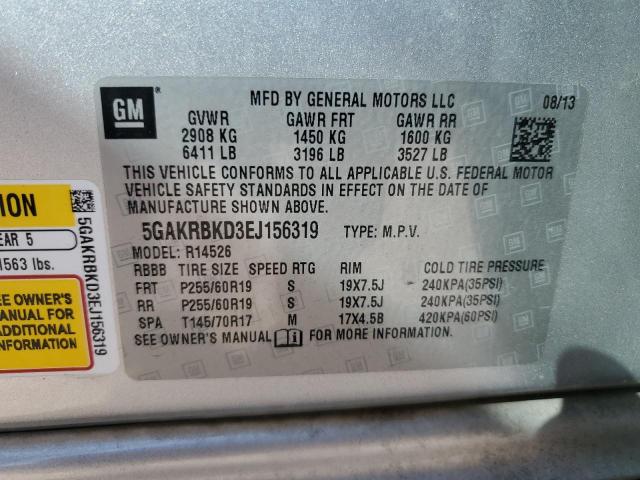 VIN 5GAKRBKD3EJ156319 2014 Buick Enclave no.13