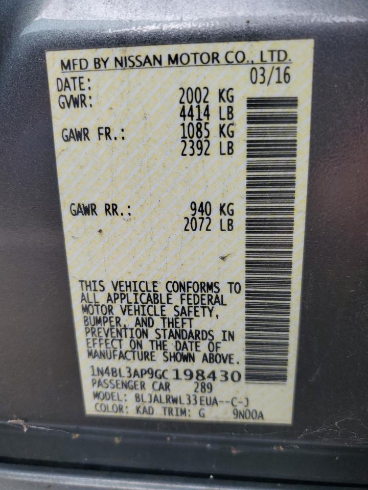 Lot #3284590344 2016 NISSAN ALTIMA 3.5