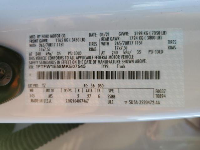 2021 FORD F150 SUPER - 1FTFW1E58MKE07545