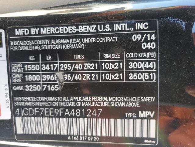 VIN 4JGDF7EE9FA481247 2015 MERCEDES-BENZ GL-CLASS no.13