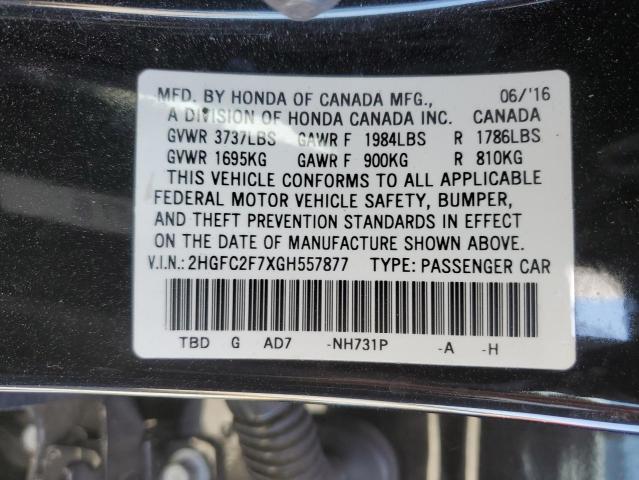 2016 HONDA CIVIC EX - 2HGFC2F7XGH557877