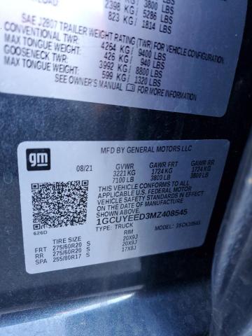 2021 CHEVROLET SILVERADO - 1GCUYEED3MZ408545