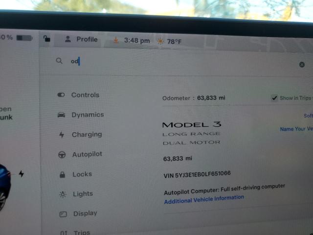 2020 TESLA MODEL 3 - 5YJ3E1EB0LF651066