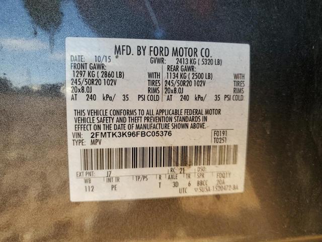 VIN 2FMTK3K96FBC05376 2015 FORD EDGE no.13