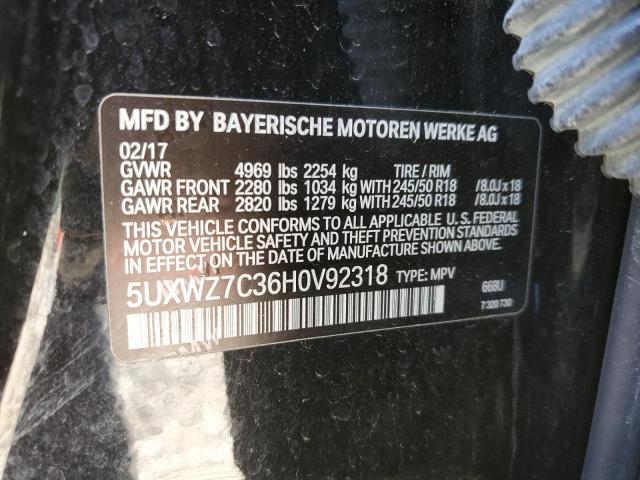 VIN 5UXWZ7C36H0V92318 2017 BMW X3 no.14