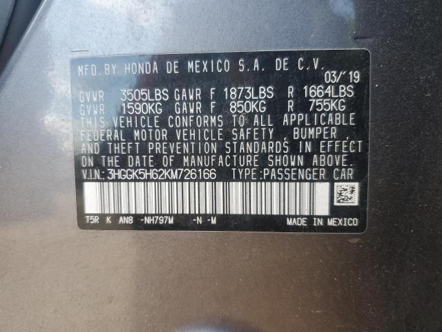 2019 HONDA FIT SPORT 3HGGK5H62KM726166