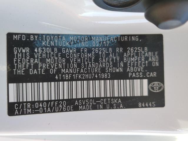 2017 TOYOTA CAMRY LE - 4T1BF1FK2HU741983