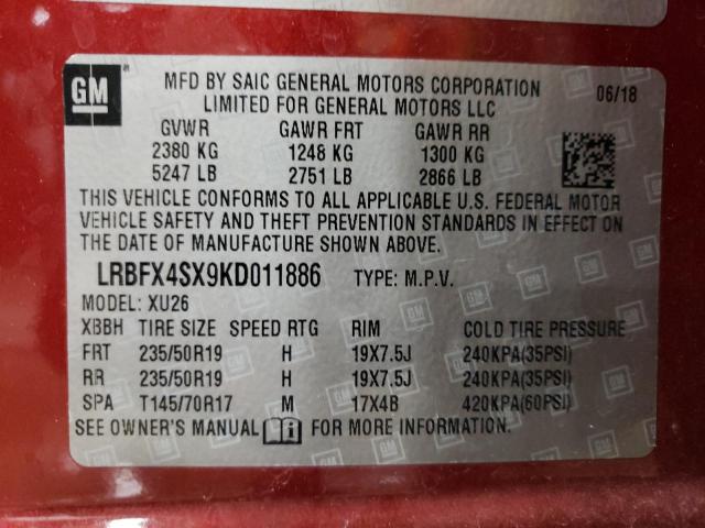 2019 BUICK ENVISION P - LRBFX4SX9KD011886