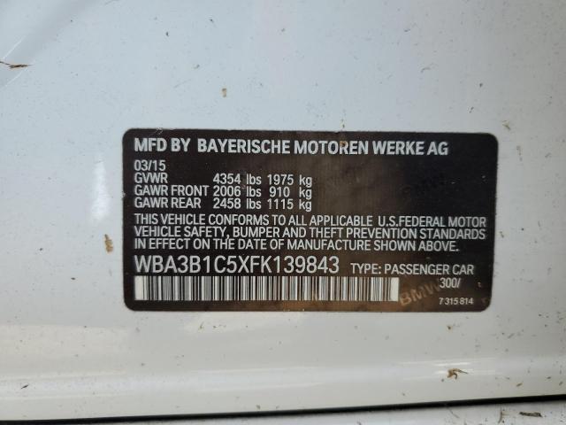 VIN WBA3B1C5XFK139843 2015 BMW 3 SERIES no.12