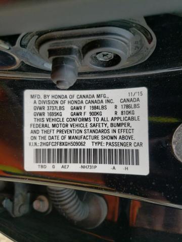2016 HONDA CIVIC EX - 2HGFC2F8XGH509062