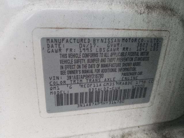 2017 NISSAN SENTRA S - 3N1AB7AP9HY316780