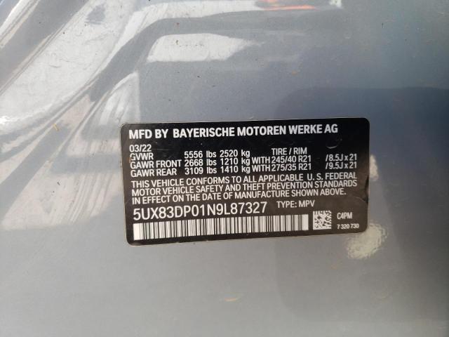 2022 BMW X3 M40I 5UX83DP01N9L87327