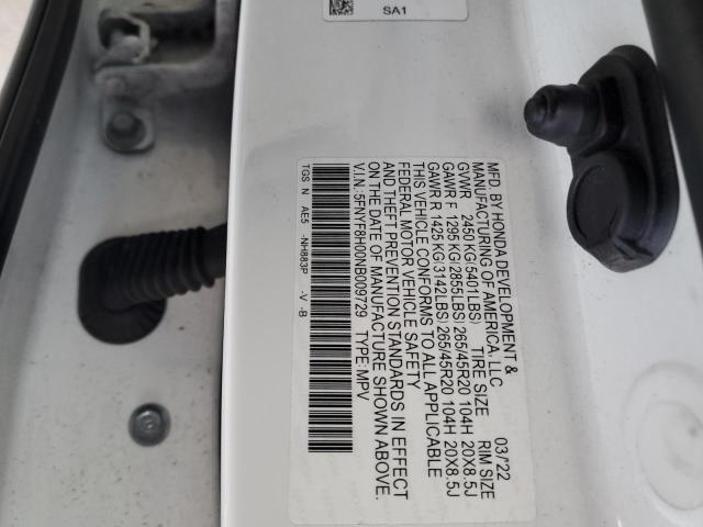 VIN 5FNYF8H00NB009729 2022 HONDA PASSPORT no.14