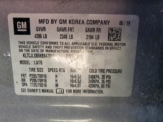 2019 CHEVROLET TRAX 1LT - KL7CJLSB5KB947811