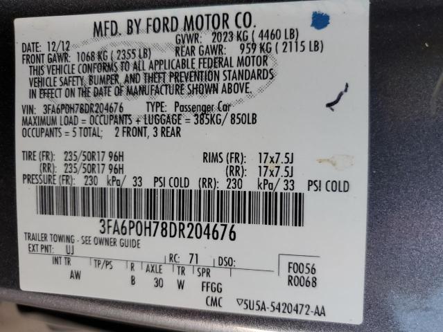 VIN 3FA6P0H78DR204676 2013 Ford Fusion, SE no.12