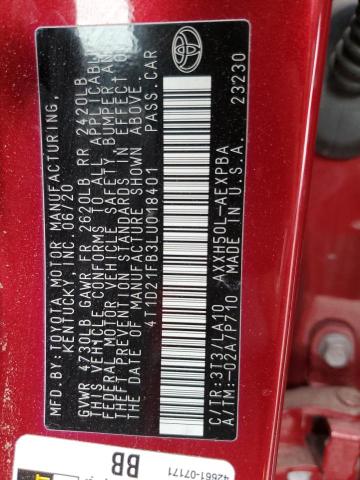 2020 TOYOTA AVALON LIM 4T1D21FB3LU018401