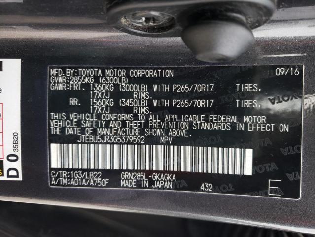 2016 TOYOTA 4RUNNER SR - JTEBU5JR3G5379592