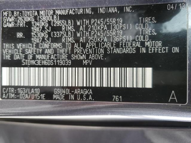 VIN 5TDYK3EH6DS119039 2013 Toyota Highlander, Limited no.13