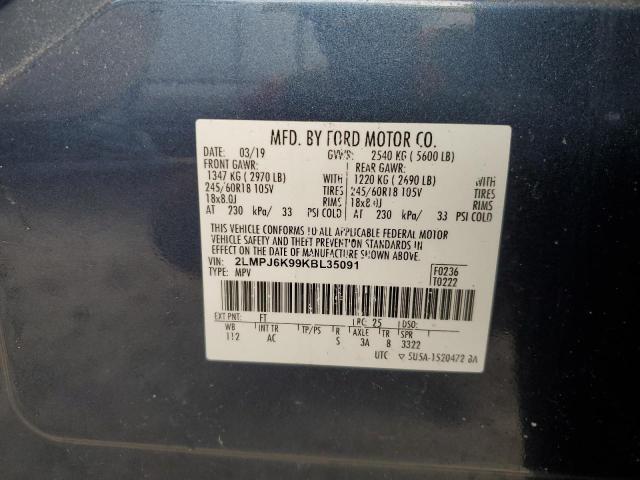2019 LINCOLN NAUTILUS S 2LMPJ6K99KBL35091