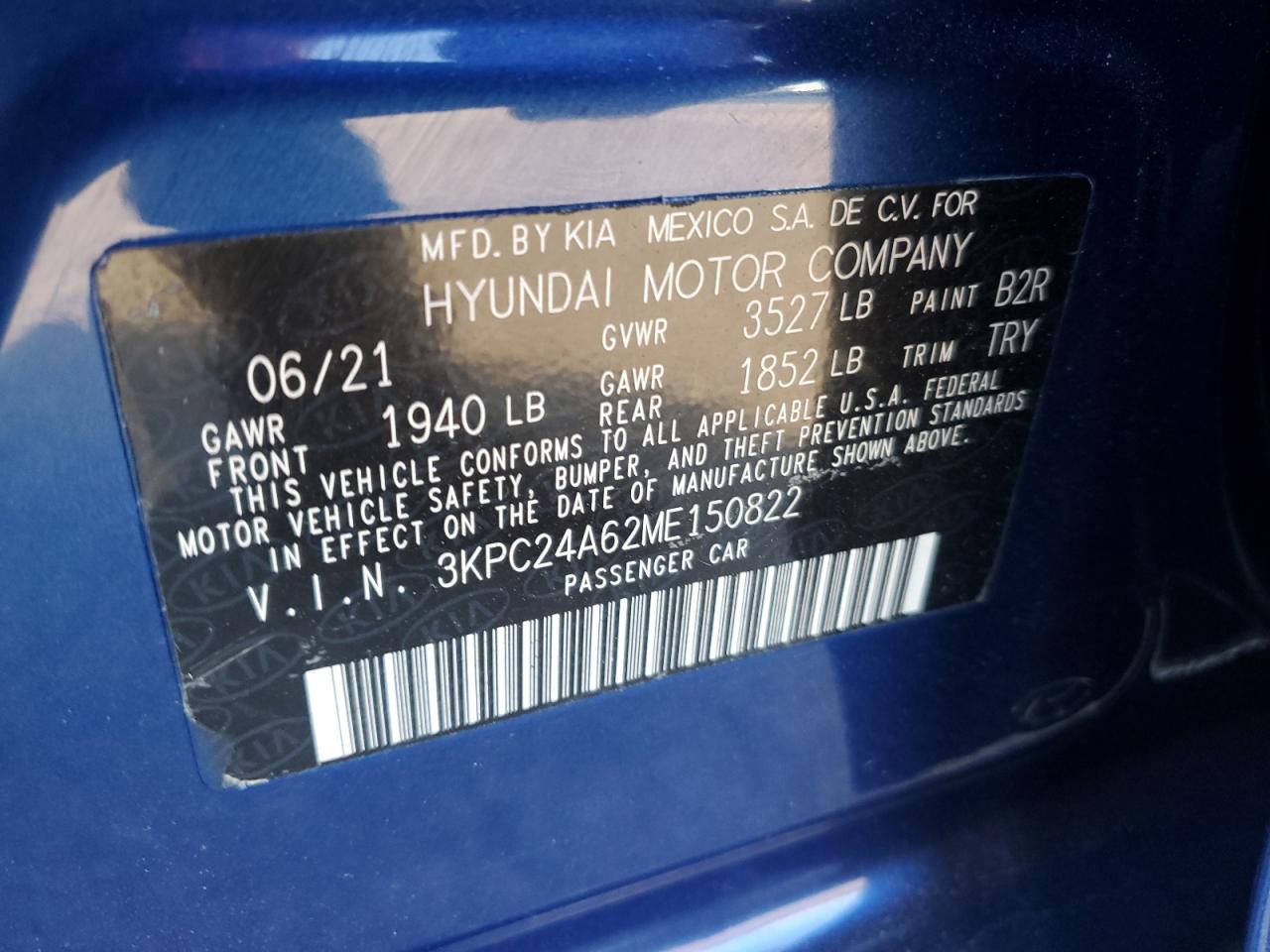 Lot #2986276184 2021 HYUNDAI ACCENT SE