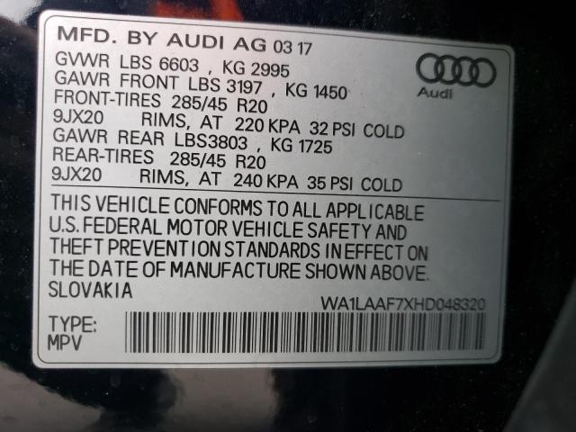 2017 AUDI Q7 PREMIUM - WA1LAAF7XHD048320
