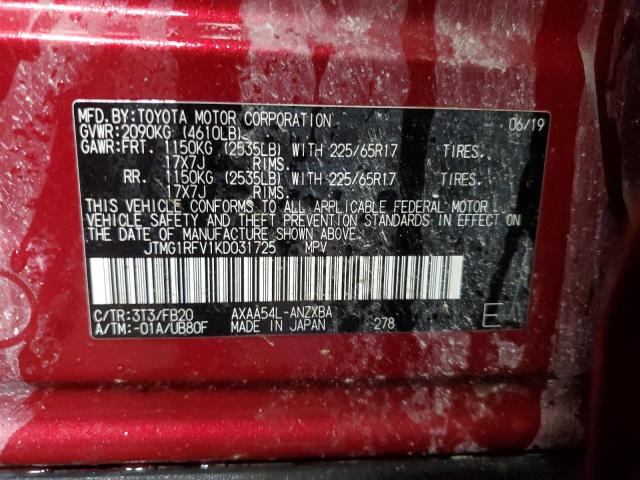 2019 TOYOTA RAV4 LE - JTMG1RFV1KD031725