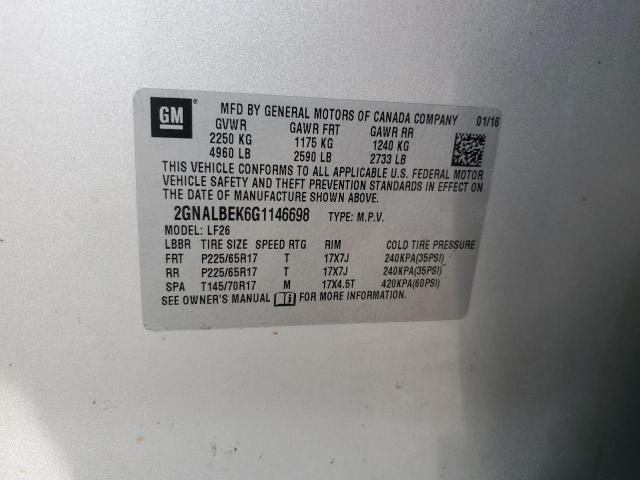 2016 CHEVROLET EQUINOX LS - 2GNALBEK6G1146698