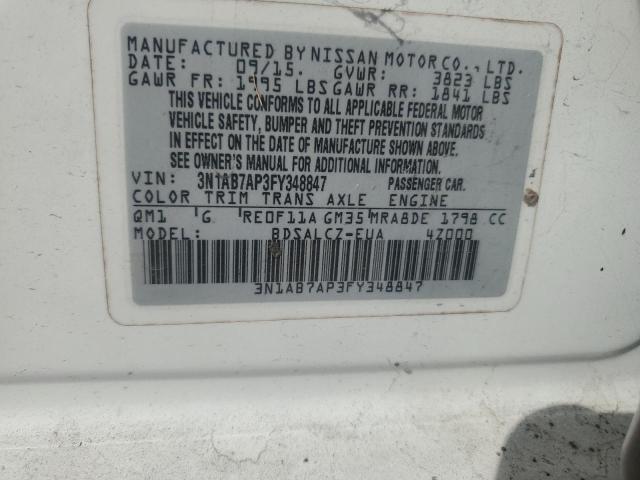 VIN 3N1AB7AP3FY348847 2015 Nissan Sentra, S no.12