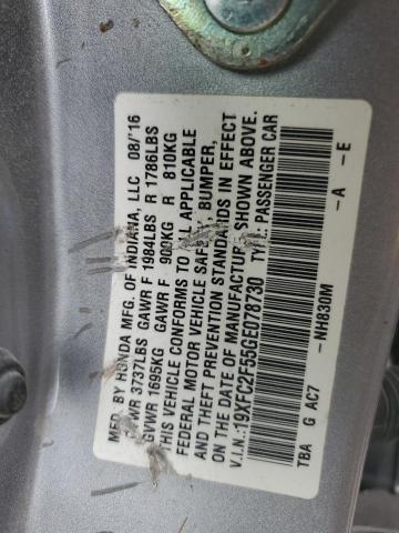 VIN 19XFC2F55GE078730 2016 Honda Civic, LX no.13